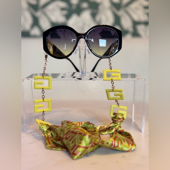 Guess Black Sunglasses with Yellow Chain
